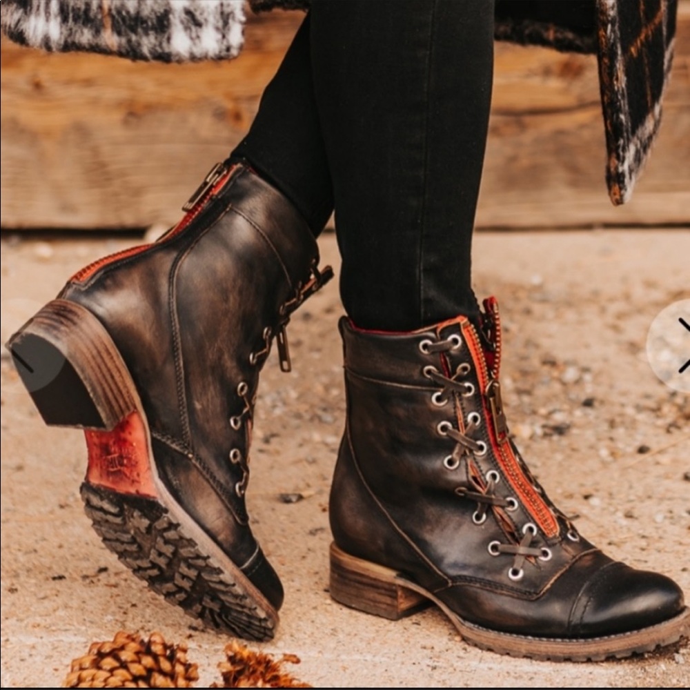 Worn once , cute distressed black booties by Freebird